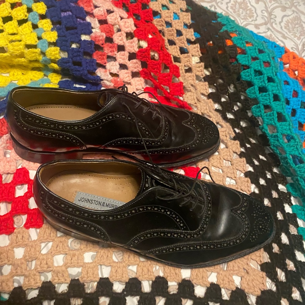 Johnston and Murphy Cellini Black Cap Toe Men's Oxford Shoes  Size 10 1/2